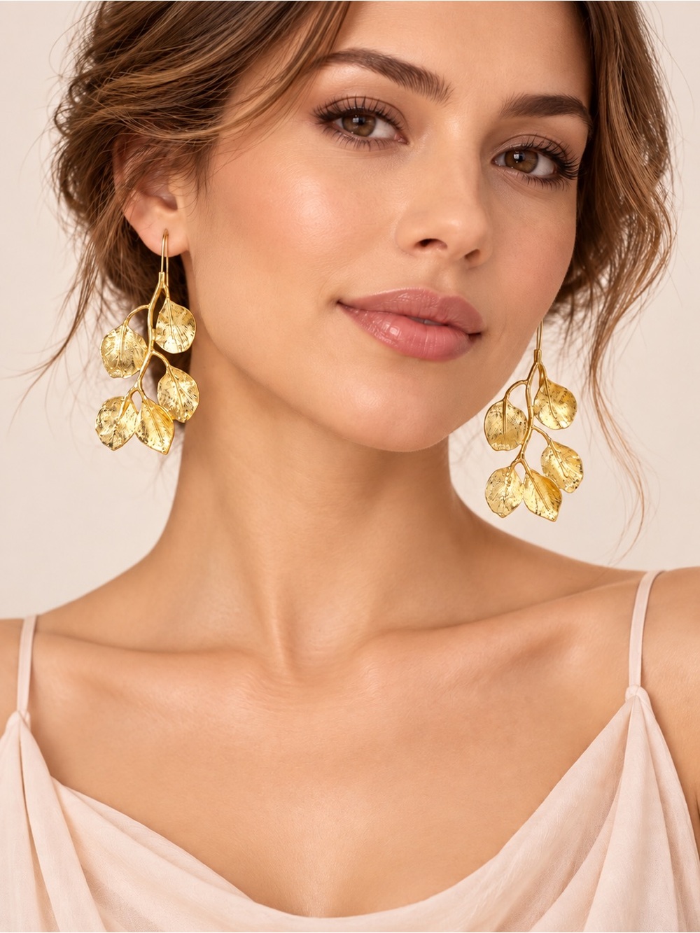 Gold Leaf Drop Earrings - Women's Jewelry